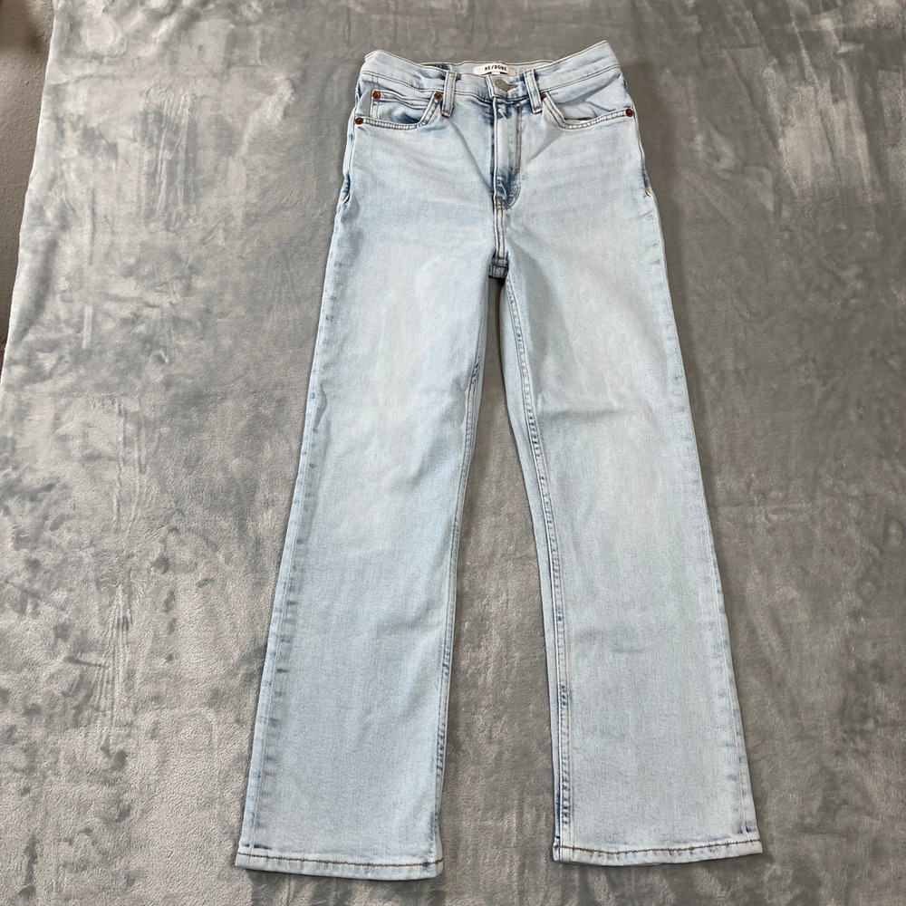 RE/DONE Womens Jeans Size 25 Light Wash High Rise Straight Leg Blue Denim